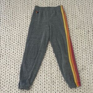 Gray Kids Joggers with Rainbow Stripe